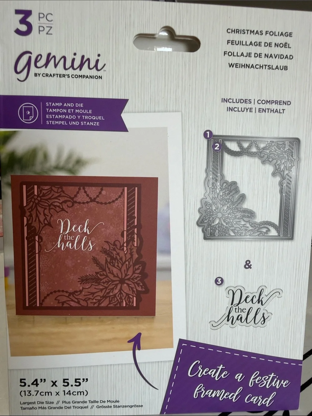 Crafters Companion Christmas Foliage Decorative Frame Stamp & Die Set